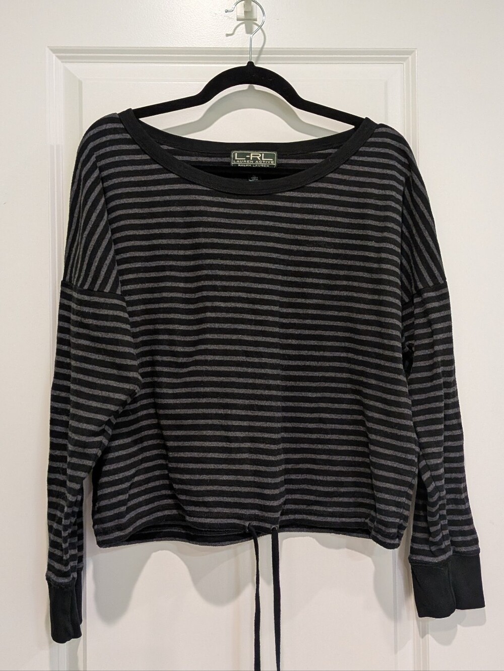 Lauren Active By Ralph Lauren Drawstring Striped Top